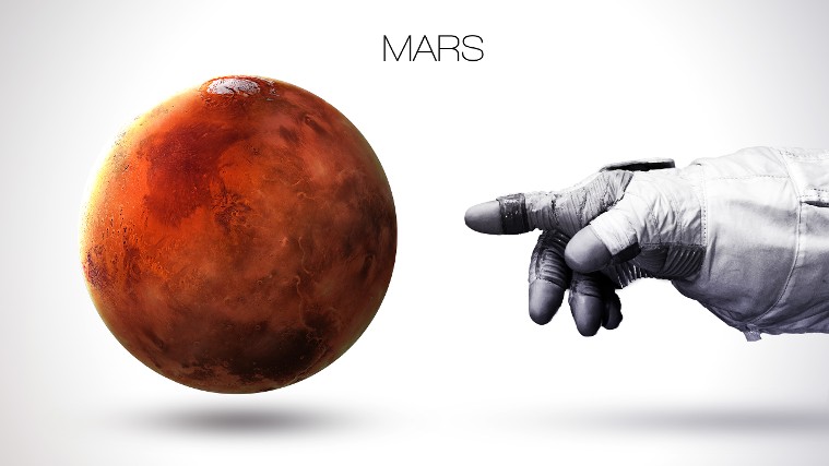 Astronaut Touching Mars